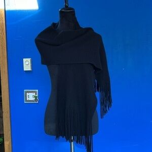 Neiman Marcus Black Fringe Scarf